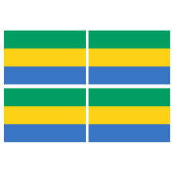 Drapeau Gabon - 4 stickers - 9.5 x 6.3 cm - Sticker/autocollant