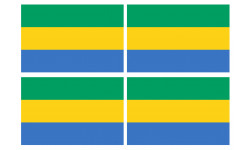 Drapeau Gabon - 4 stickers - 9.5 x 6.3 cm - Autocollant(sticker)