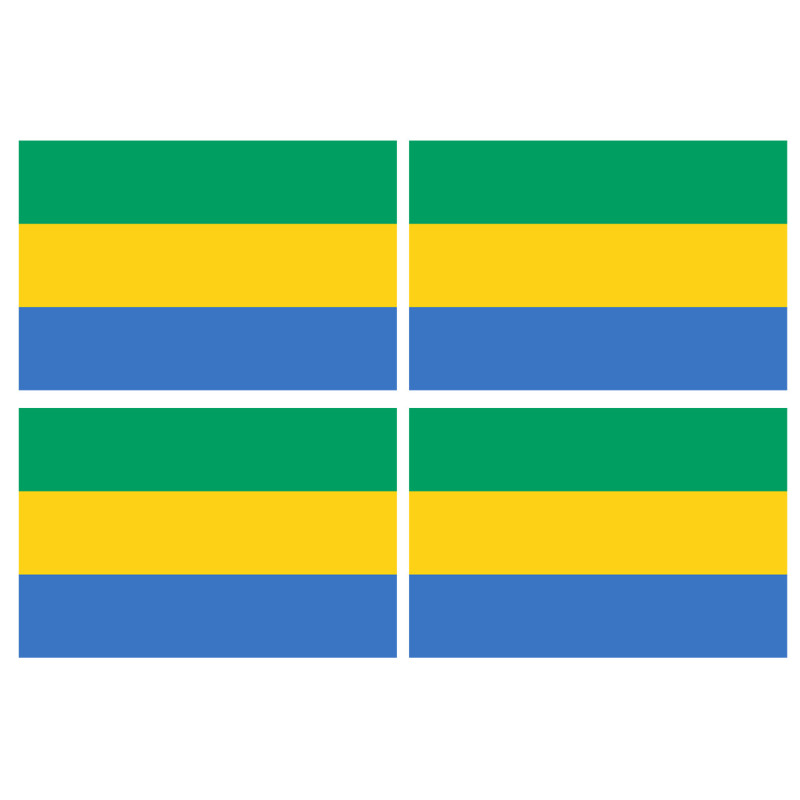 Drapeau Gabon - 4 stickers - 9.5 x 6.3 cm - Sticker/autocollant