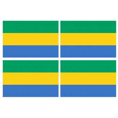 Drapeau Gabon - 4 stickers - 9.5 x 6.3 cm - Autocollant(sticker)