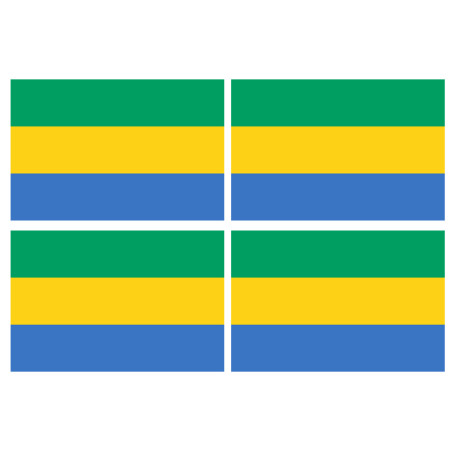 Drapeau Gabon - 4 stickers - 9.5 x 6.3 cm - Sticker/autocollant
