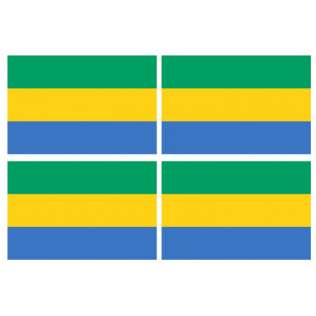 Drapeau Gabon - 4 stickers - 9.5 x 6.3 cm - Autocollant(sticker)