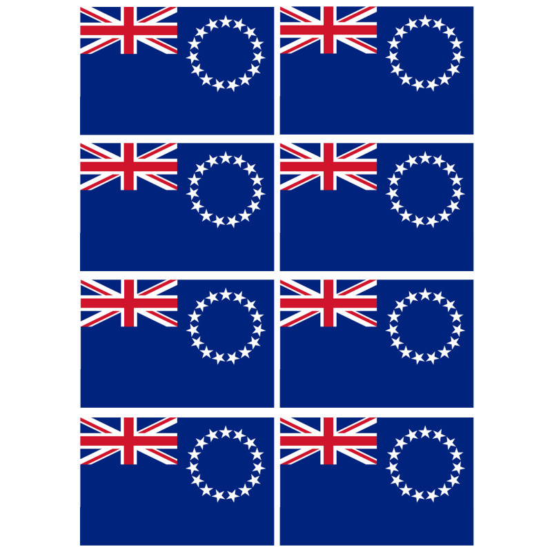 Drapeau îles Cook - 8 stickers - 9.5 x 6.3 cm - Sticker/autocollant