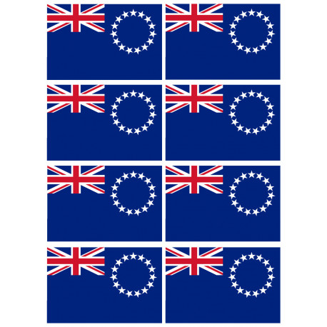 Drapeau îles Cook - 8 stickers - 9.5 x 6.3 cm - Autocollant(sticker)