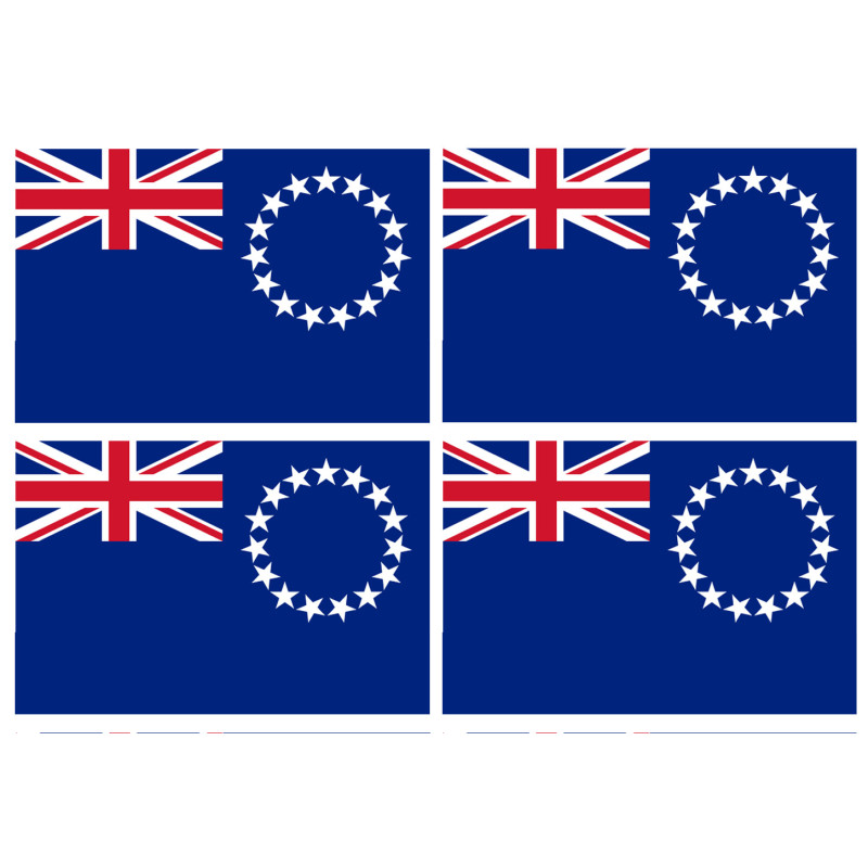 Drapeau îles Cook - 4 stickers - 9.5 x 6.3 cm - Sticker/autocollant