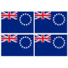 Drapeau îles Cook - 4 stickers - 9.5 x 6.3 cm - Sticker/autocollant