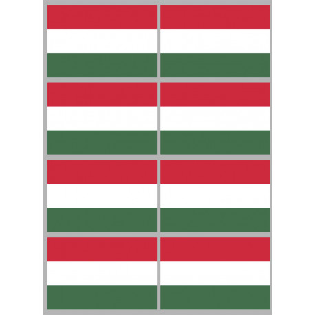 Drapeau Hongrie - 8 stickers - 9.5 x 6.3 cm - Autocollant(sticker)