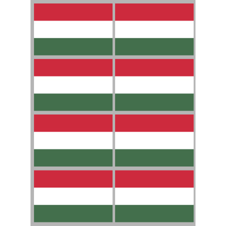 Drapeau Hongrie - 8 stickers - 9.5 x 6.3 cm - Sticker/autocollant