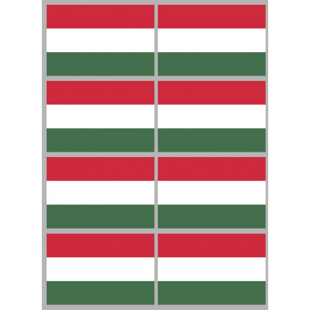 Drapeau Hongrie - 8 stickers - 9.5 x 6.3 cm - Autocollant(sticker)