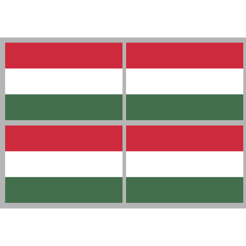 Drapeau Hongrie - 4 stickers - 9.5 x 6.3 cm - Sticker/autocollant