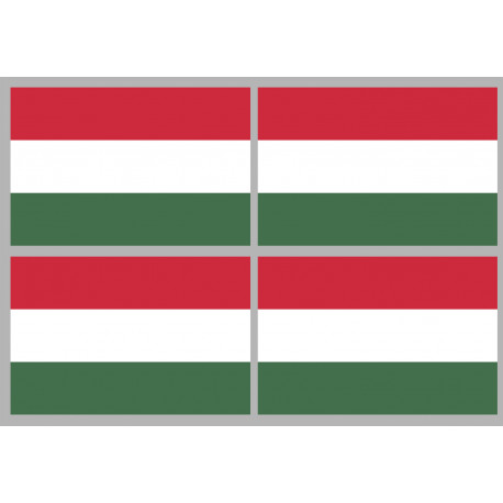 Drapeau Hongrie - 4 stickers - 9.5 x 6.3 cm - Autocollant(sticker)