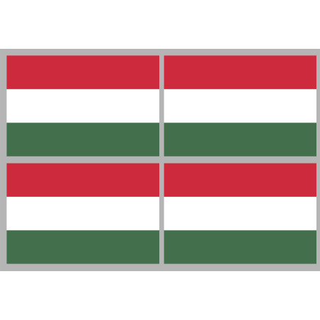 Drapeau Hongrie - 4 stickers - 9.5 x 6.3 cm - Sticker/autocollant