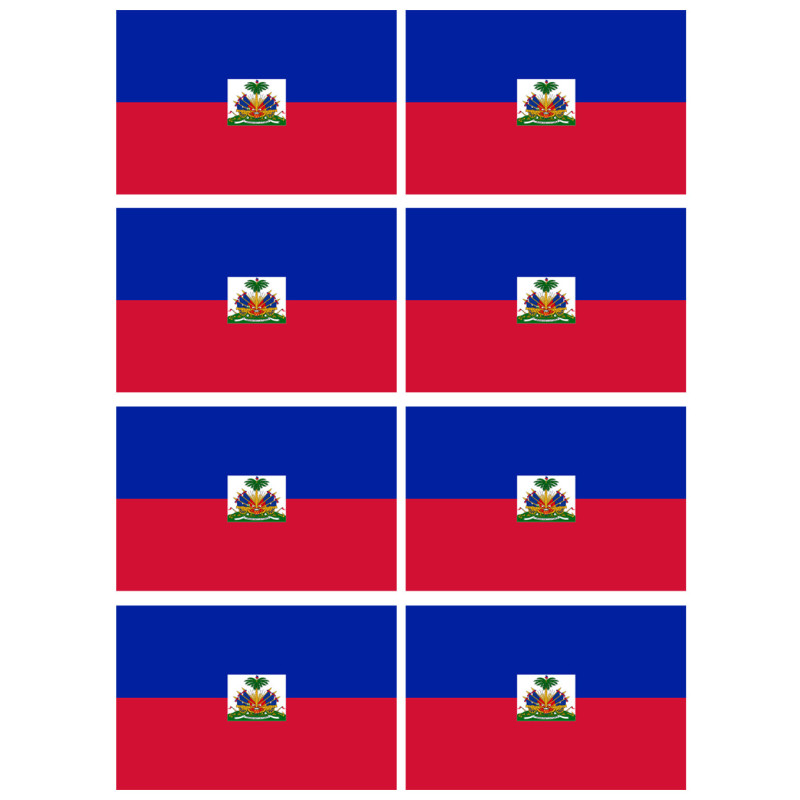 Drapeau Haïti - 8 stickers - 9.5 x 6.3 cm - Sticker/autocollant
