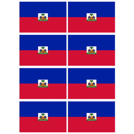 Drapeau Haïti - 8 stickers - 9.5 x 6.3 cm - Autocollant(sticker)