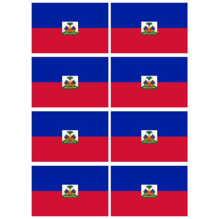 Drapeau Haïti - 8 stickers - 9.5 x 6.3 cm - Sticker/autocollant
