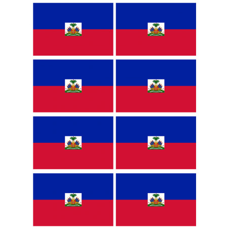 Drapeau Haïti - 8 stickers - 9.5 x 6.3 cm - Autocollant(sticker)