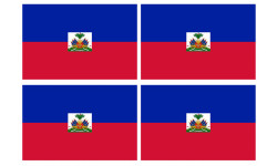 Drapeau Haïti - 4 stickers - 9.5 x 6.3 cm - Autocollant(sticker)