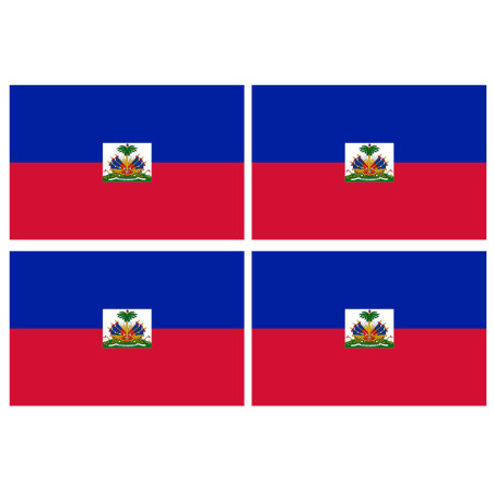 Drapeau Haïti - 4 stickers - 9.5 x 6.3 cm - Sticker/autocollant