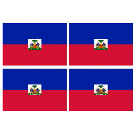 Drapeau Haïti - 4 stickers - 9.5 x 6.3 cm - Autocollant(sticker)