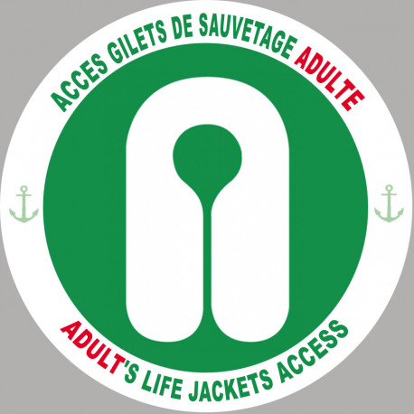 ACCES GILETS DE SAUVETAGE ADULTE - 15cm - Autocollant(sticker)