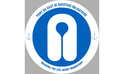 PORT DU GILET DE SAUVETAGE OBLIGATOIRE - 5cm - Autocollant(sticker)