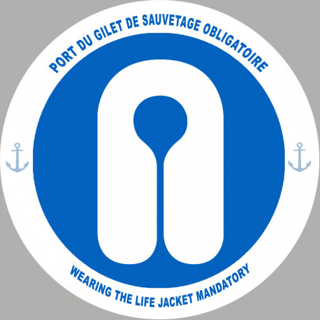 PORT DU GILET DE SAUVETAGE OBLIGATOIRE - 10cm - Autocollant(sticker)