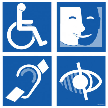 Planche accès handicapés - 20x20cm - Autocollant(sticker)