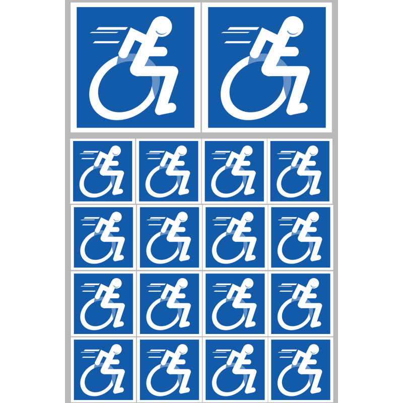 handisport fauteuil - 2 stickers de 10cm / 16 stickers de 5cm - Sticke