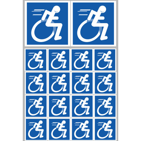 handisport fauteuil - 2 stickers de 10cm / 16 stickers de 5cm - Sticke