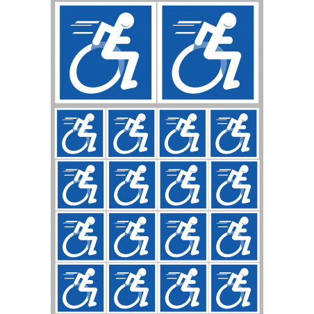 handisport fauteuil - 2 stickers de 10cm / 16 stickers de 5cm - Autocollant(sticker)