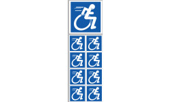 handisport fauteuil - 1 sticker de 10cm / 8 stickers de 5cm - Autocollant(sticker)
