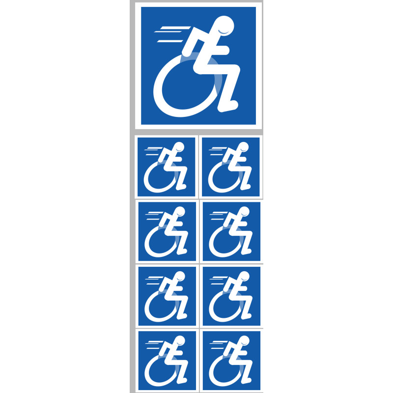 handisport fauteuil - 1 sticker de 10cm / 8 stickers de 5cm - Sticker/