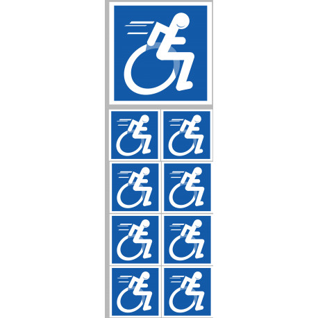 handisport fauteuil - 1 sticker de 10cm / 8 stickers de 5cm - Autocollant(sticker)