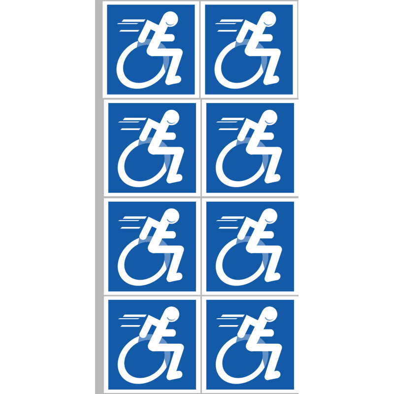 handisport fauteuil - 8 stickers de 5cm - Sticker/autocollant