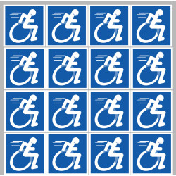 handisport fauteuil - 16 stickers de 5cm - Sticker/autocollant