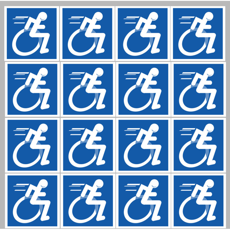 handisport fauteuil - 16 stickers de 5cm - Sticker/autocollant