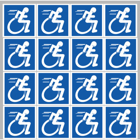 handisport fauteuil - 16 stickers de 5cm - Autocollant(sticker)