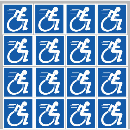 handisport fauteuil - 16 stickers de 5cm - Sticker/autocollant