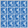 handisport fauteuil - 16 stickers de 5cm - Sticker/autocollant