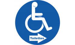 pictogramme toilettes pour handicapés directionnel droite - 20cm - Autocollant(sticker)