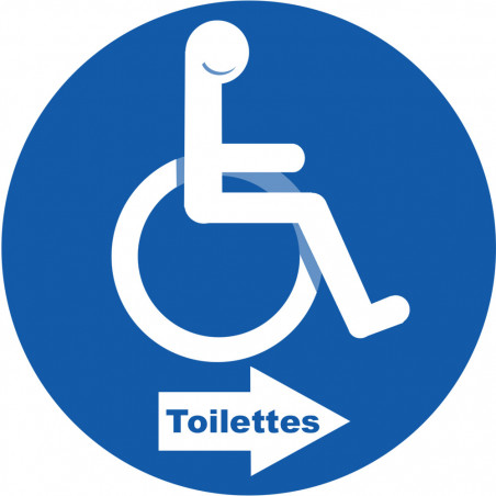 toilettes handicapés directionnel droite - 20cm - Autocollant(sticker)