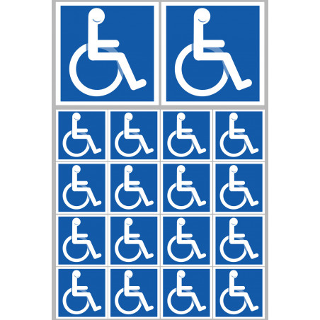 handicape moteur - 2 stickers 10cm - 16 stickers 5cm - Autocollant(sticker)
