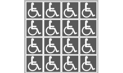 handicap moteur gris - 16 stickers de 5cm - Autocollant(sticker)