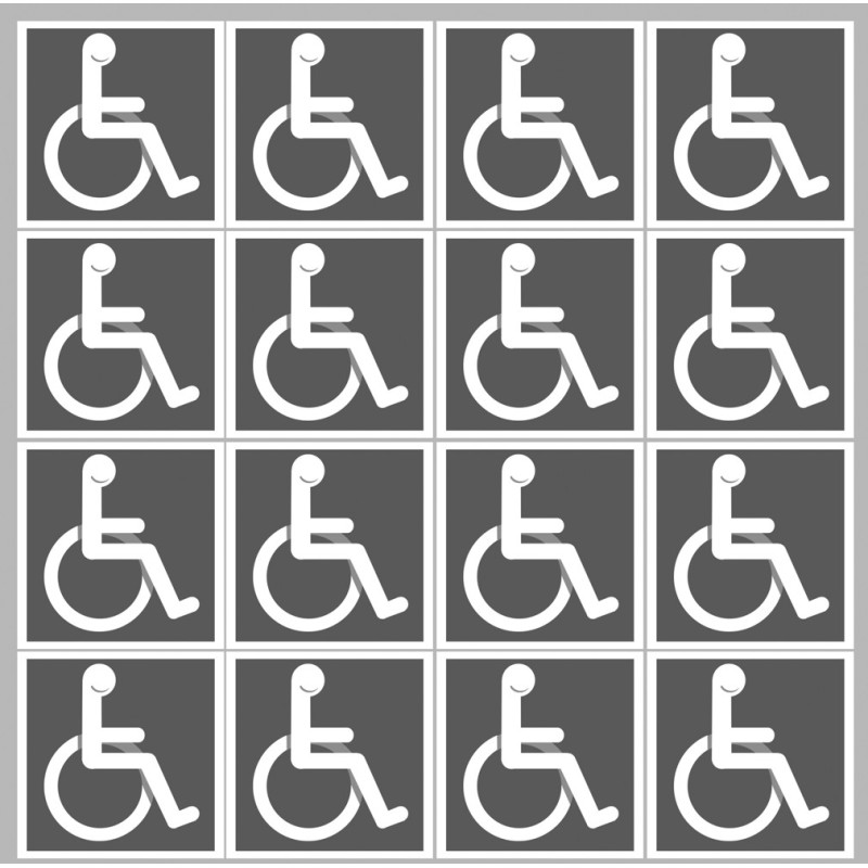 handicap moteur gris - 16 stickers de 5cm - Sticker/autocollant