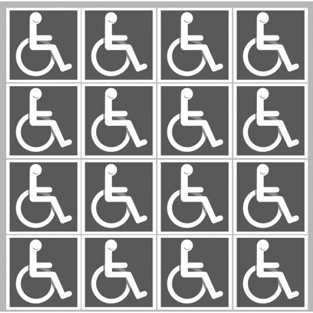 handicap moteur gris - 16 stickers de 5cm - Autocollant(sticker)