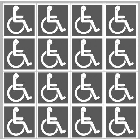 handicap moteur gris - 16 stickers de 5cm - Autocollant(sticker)