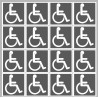 handicap moteur gris - 16 stickers de 5cm - Sticker/autocollant