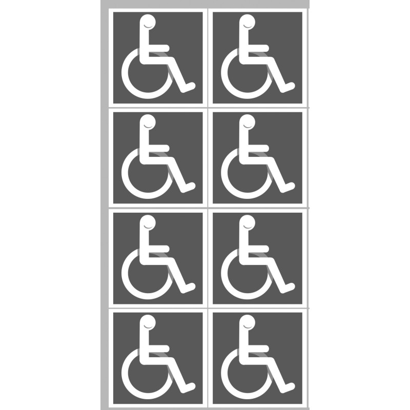 handicap moteur gris - 8 stickers de 5cm - Sticker/autocollant
