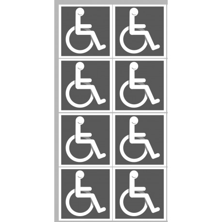 handicap moteur gris - 8 stickers de 5cm - Autocollant(sticker)