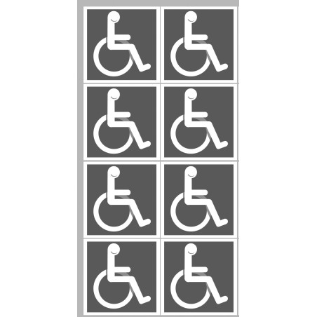 handicap moteur gris - 8 stickers de 5cm - Sticker/autocollant